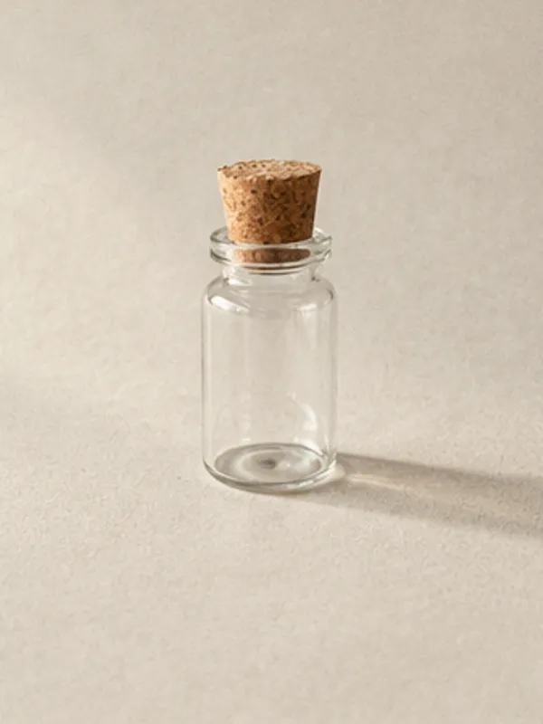 Frasco Vial vidrio 5 cc con Corcho o Tapón de goma